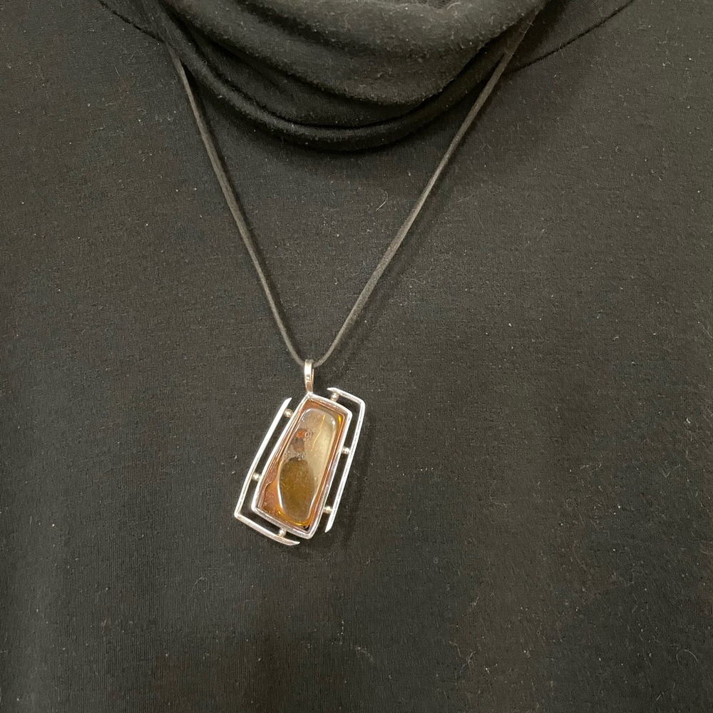 Amber and Silver Pendant